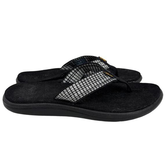Teva Voya Flip Flop Sandals Womens Size 9 Black White Geometric Thong Toe Post - Picture 2 of 8